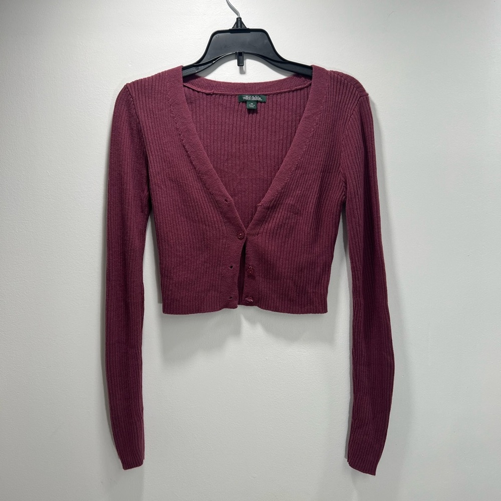 Wild Fable Deep Red Cropped Cardigan